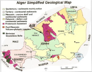 Simplified geologic map of Niger